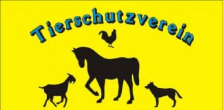 Tierschutzverein Alchetal: Logo (Silhouette von Pferd, Hund, Katze, Hahn vor gelben Hintergrund)