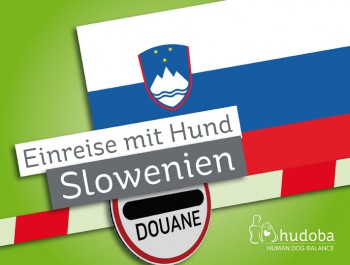 Einreise mit Hund: Slowenien - Zollschranke vor slowenischer Flagge.