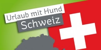 Urlaub mit Hund: Schweiz - Schweizer Flagge und Silhouette der Schweiz