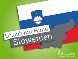Urlaub mit Hund in Slowenien: Slowenische Flagge und Silhouette Sloweniens